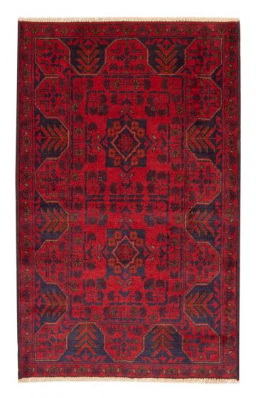 Bordered  Traditional Red Area rug 3x5 Afghan Hand-knotted 376900