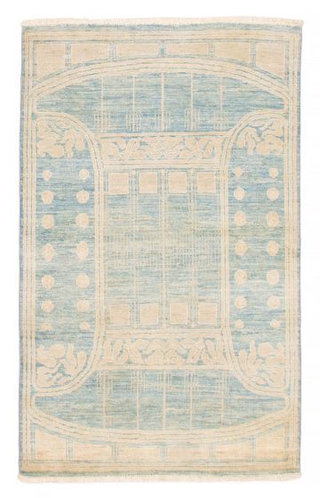 Modern  Transitional Blue Area rug 3x5 Pakistani Hand-knotted 379568