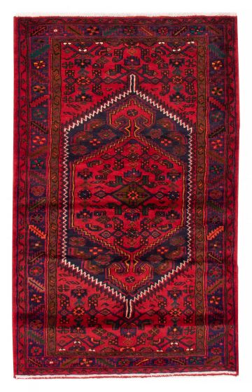 Bordered  Tribal Red Area rug 4x6 Turkish Hand-knotted 380183