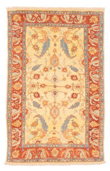 Bordered  Traditional Yellow Area rug 3x5 Turkish Hand-knotted 382470