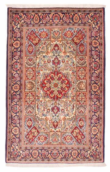 Bordered  Traditional Ivory Area rug 3x5 Persian Hand-knotted 382490