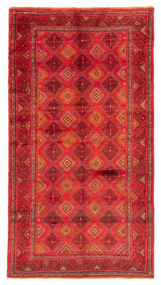 Bordered  Tribal Red Area rug Unique Turkish Hand-knotted 358576