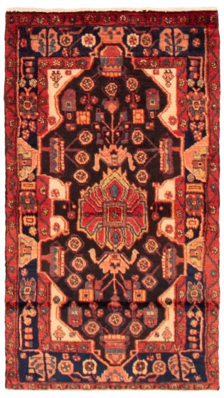 Bordered  Traditional Black Area rug 3x5 Persian Hand-knotted 365048