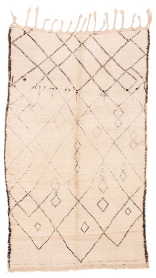 Moroccan  Tribal Ivory Area rug 6x9 Moroccan Hand-knotted 383119