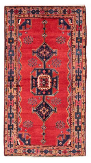 Bordered  Traditional Red Area rug 5x8 Persian Hand-knotted 383587