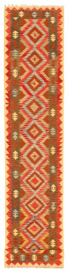 Flat-weaves & Kilims  Traditional Red Runner rug 17-ft-runner Turkish Flat-weave 346103