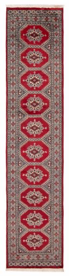 Bordered  Traditional Red Runner rug 11-ft-runner Pakistani Hand-knotted 390227