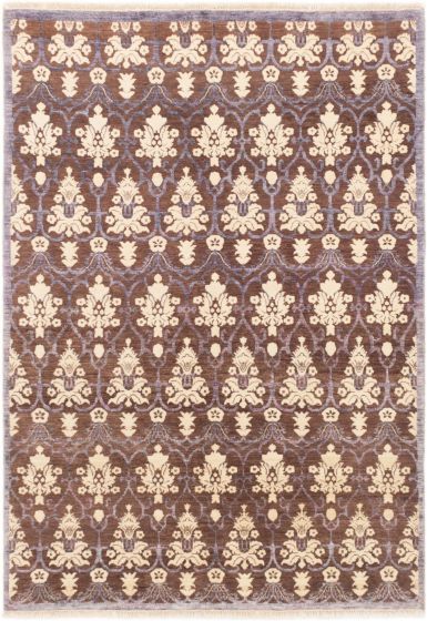 Casual  Transitional Brown Area rug 4x6 Indian Hand-knotted 283400