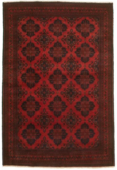 Bordered  Tribal Red Area rug 3x5 Afghan Hand-knotted 313534
