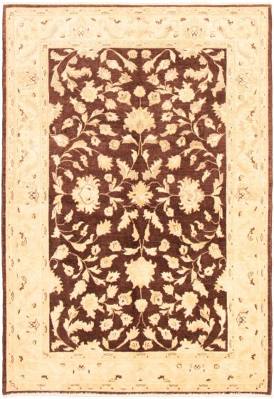 Bordered  Traditional Brown Area rug 5x8 Pakistani Hand-knotted 318451