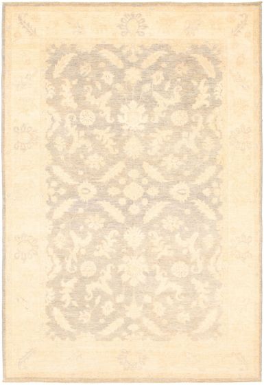 Bordered  Traditional Ivory Area rug 5x8 Pakistani Hand-knotted 319910