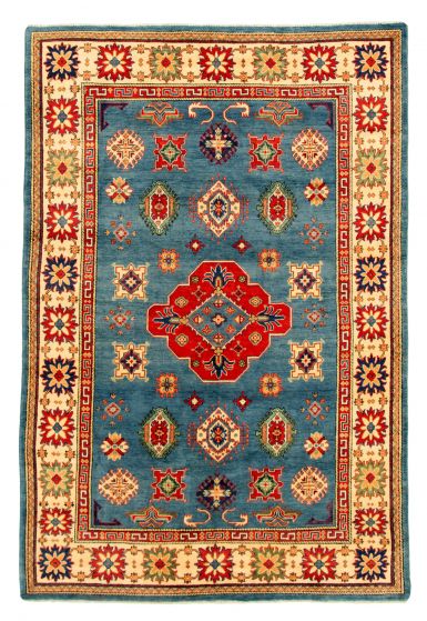 Bordered  Traditional Blue Area rug 6x9 Afghan Hand-knotted 326149