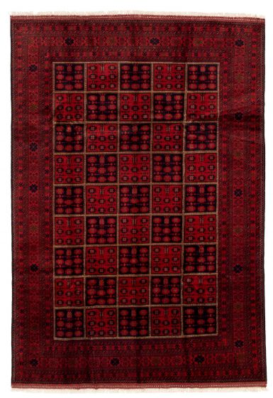 Bordered  Tribal Red Area rug 5x8 Afghan Hand-knotted 327878