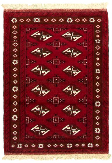 Bordered  Tribal Red Area rug 3x5 Turkmenistan Hand-knotted 332476