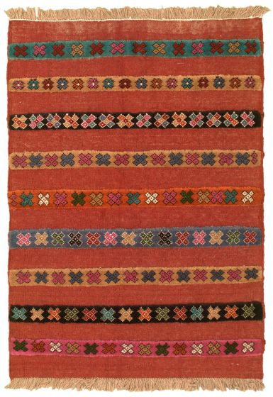 Carved  Tribal Brown Area rug 3x5 Turkish Hand-knotted 333136