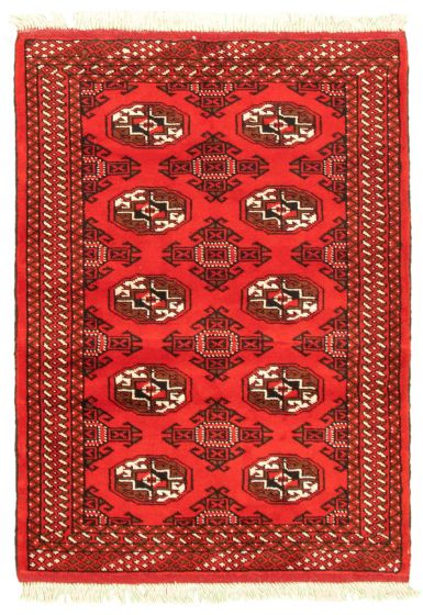 Bordered  Tribal Red Area rug 3x5 Turkmenistan Hand-knotted 334581