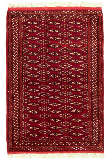 Bordered  Tribal Red Area rug 3x5 Turkmenistan Hand-knotted 334676