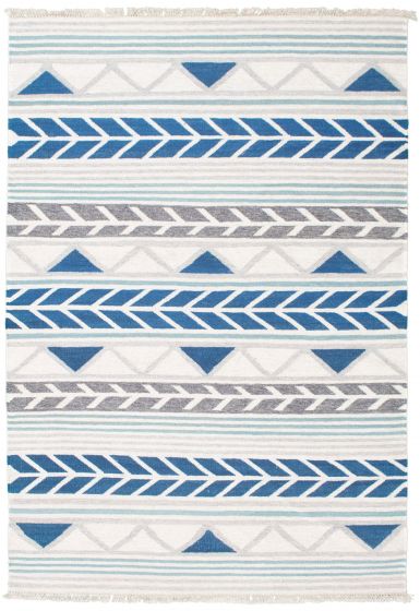 Flat-weaves & Kilims  Traditional Blue Area rug 5x8 Turkish Flat-weave 339696