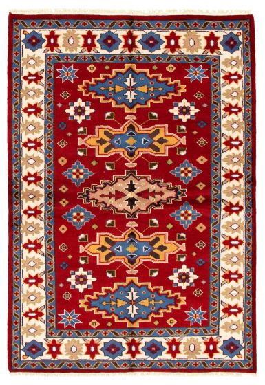 Bordered  Traditional Red Area rug 5x8 Indian Hand-knotted 346281