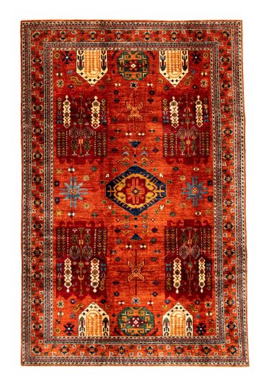 Bordered  Traditional Brown Area rug 6x9 Afghan Hand-knotted 346560