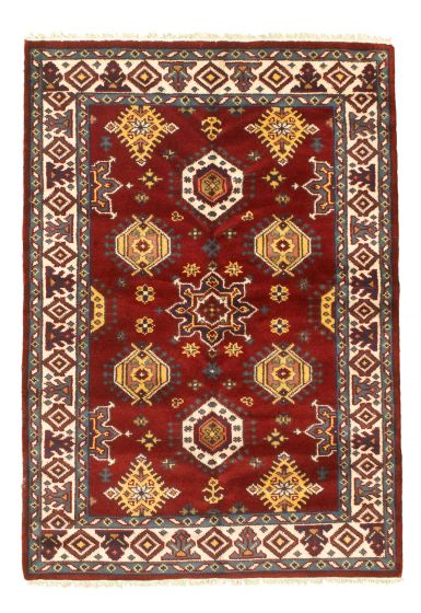Bordered  Traditional Red Area rug 4x6 Indian Hand-knotted 347457
