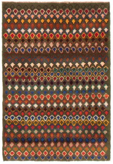 Bohemian  Tribal Green Area rug 3x5 Afghan Hand-knotted 354011