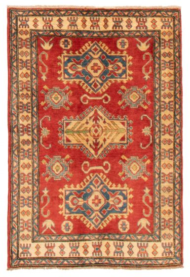 Bordered  Traditional Red Area rug 3x5 Afghan Hand-knotted 356014