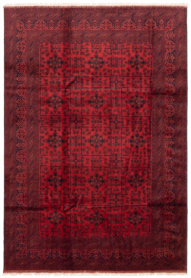 Bordered  Traditional Red Area rug 6x9 Afghan Hand-knotted 364439