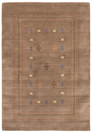 Gabbeh  Tribal Ivory Area rug 3x5 Indian Hand Loomed 364679