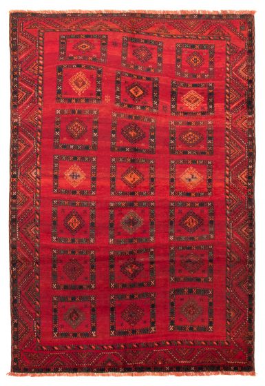 Bordered  Traditional Red Area rug 6x9 Turkish Hand-knotted 366059