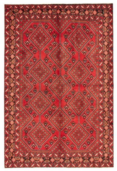 Bordered  Geometric Red Area rug 6x9 Turkish Hand-knotted 371433