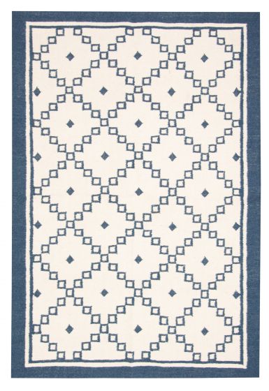 Contemporary/Modern  Transitional Ivory Area rug 4x6 Turkish Flat-Weave 374703