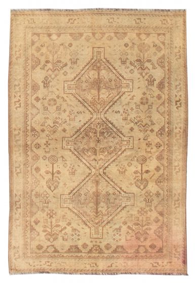 Bordered  Vintage/Distressed Green Area rug 5x8 Turkish Hand-knotted 377148