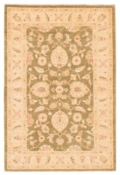 Bordered  Traditional Green Area rug 3x5 Afghan Hand-knotted 379287
