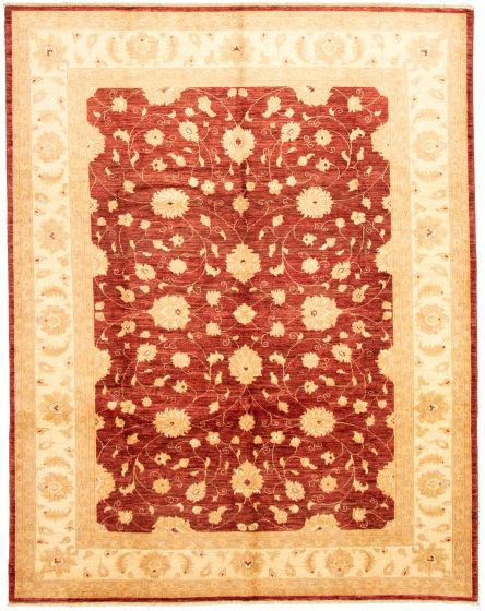 Bordered  Traditional Red Area rug 8x10 Afghan Hand-knotted 330538