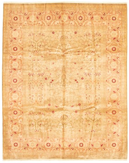Bordered  Traditional Green Area rug 6x9 Pakistani Hand-knotted 331074