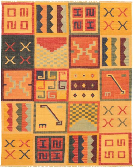 Casual  Transitional Orange Area rug 6x9 Turkish Flat-weave 335801