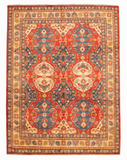 Bordered  Traditional Red Area rug 6x9 Afghan Hand-knotted 348235