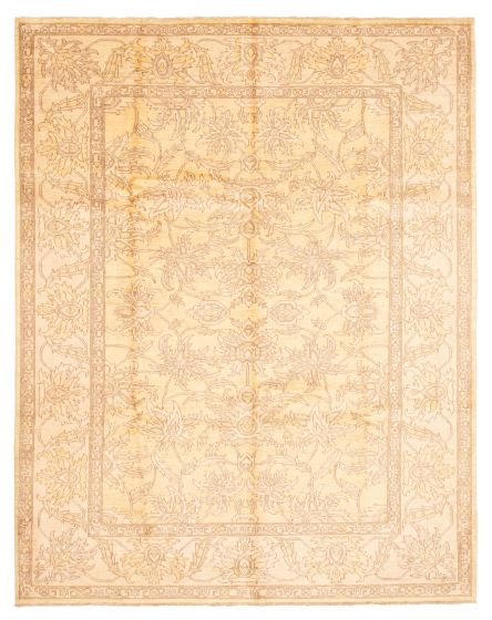 Bordered  Traditional Yellow Area rug 9x12 Afghan Hand-knotted 362955
