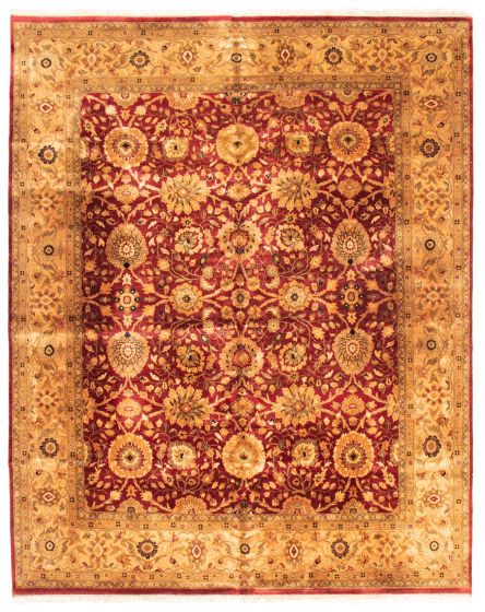 Bordered  Traditional Red Area rug 12x15 Indian Hand-knotted 373789