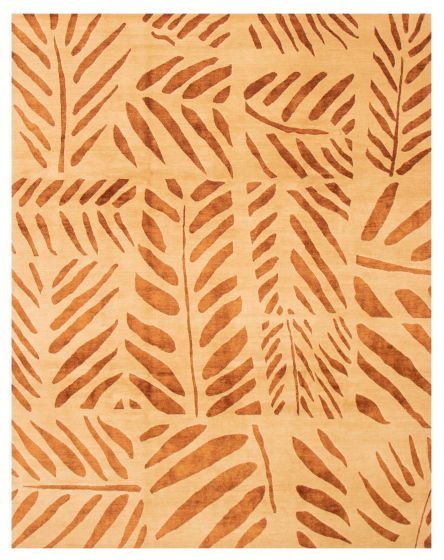 Modern Yellow Area rug 6x9 Nepal Hand-knotted 375042
