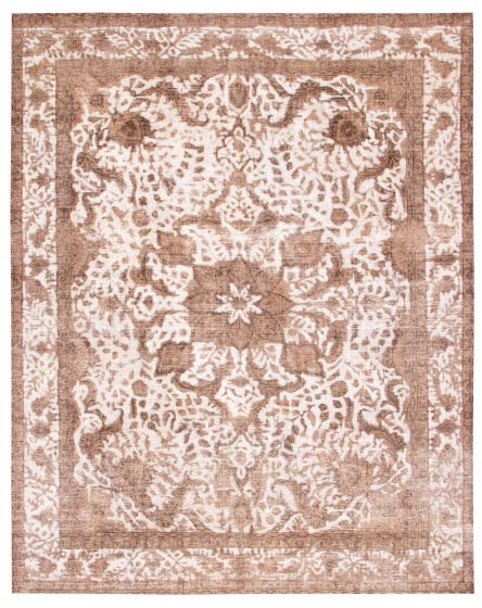 Bordered  Transitional Ivory Area rug 9x12 Turkish Hand-knotted 375116