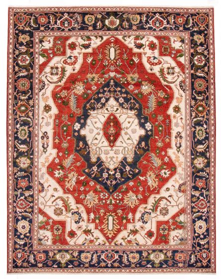 Bordered  Traditional Red Area rug 9x12 Afghan Hand-knotted 388116