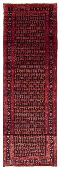 Bordered  Traditional Black Runner rug 16-ft-runner Persian Hand-knotted 365908