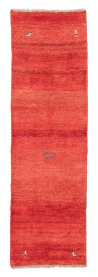 Gabbeh  Tribal Red Runner rug 9-ft-runner Indian Hand-knotted 385678