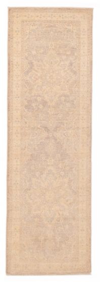 Bordered  Transitional Grey Runner rug 8-ft-runner Pakistani Hand-knotted 387083