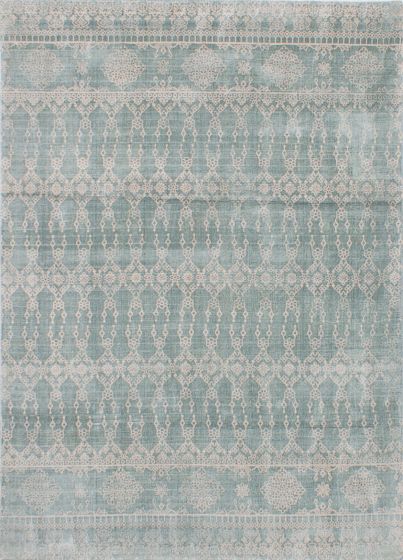 Transitional Blue Area rug 4x6 Indian Hand Loomed 236535