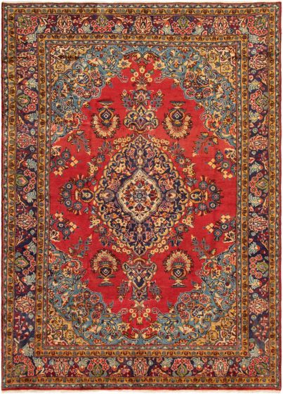 Bordered  Traditional Red Area rug 8x10 Persian Hand-knotted 290800