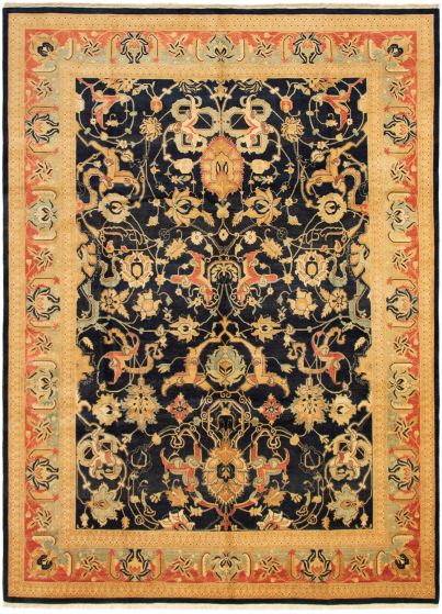 Bordered  Traditional Blue Area rug 9x12 Pakistani Hand-knotted 302840
