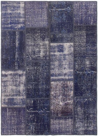 Casual  Transitional Blue Area rug 5x8 Turkish Hand-knotted 307160